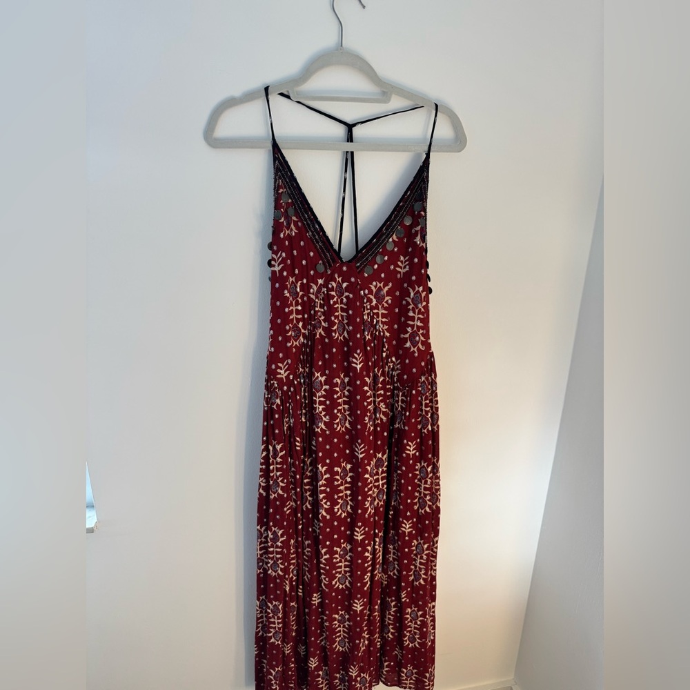 Zara Red Smocked Tiered Sundress